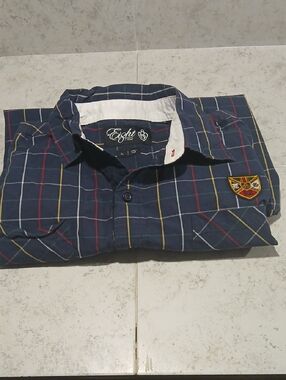 Eight732 Navy Plaid Long-Sleeve Button-Down Shirt